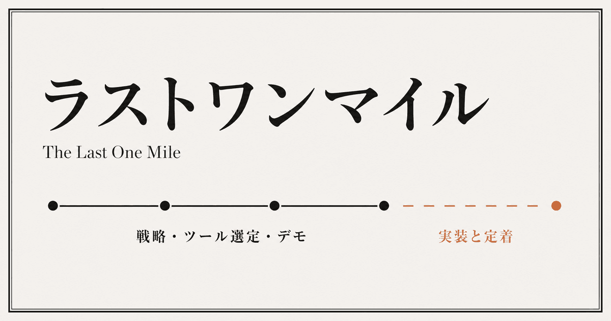 AI導入のラストワンマイル——戦略やデモは進んでも、現場で使われる状態にする最後の一区間でつまずく